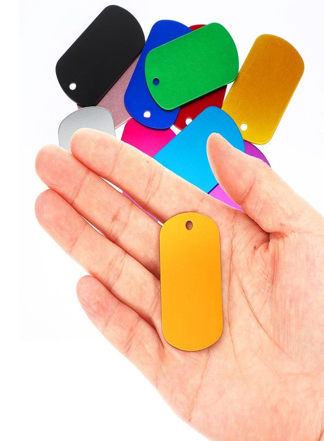 AojSup 100 Pcs Aluminum Dog Tags Blanks, Militarys Dogs Tags Set Including Rectangle Blank Labels Metal Stamping Label for DIY Decorative Craft Laser Engraving Keychain Blank Dog Tag(Multicolor) - Image 3